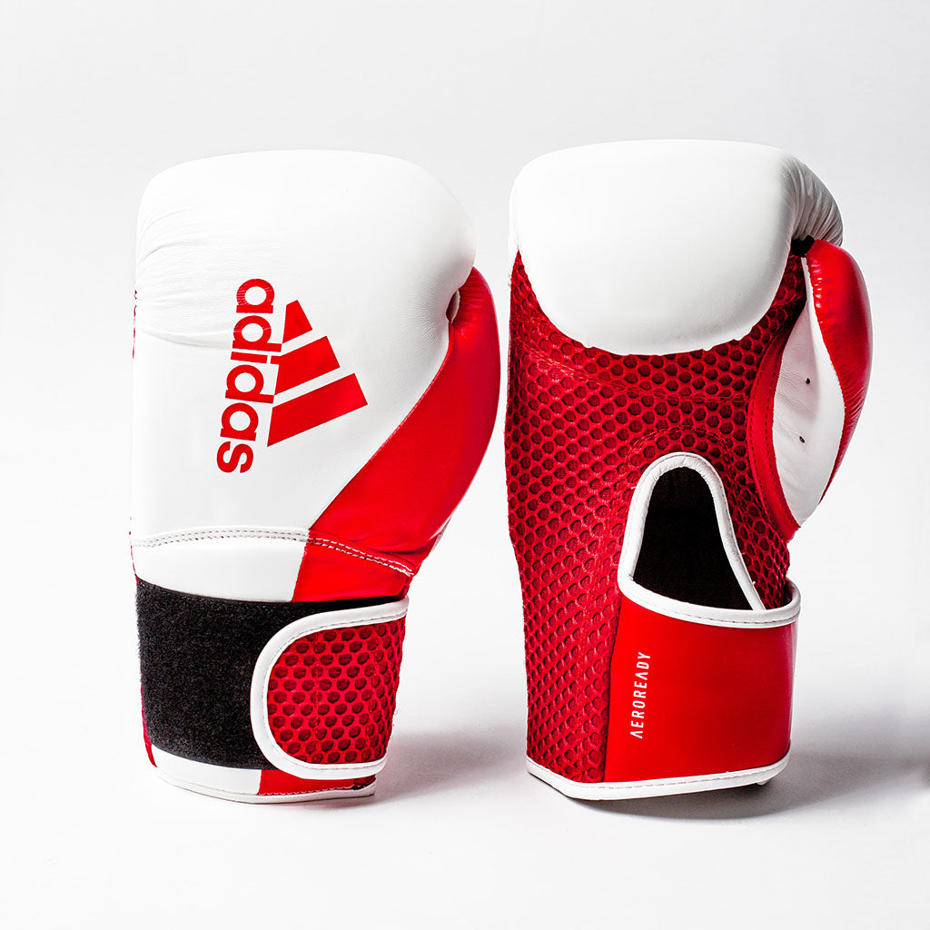 Guante de Boxeo para mujer Adidas Hybrid 150 (granate/blanco
