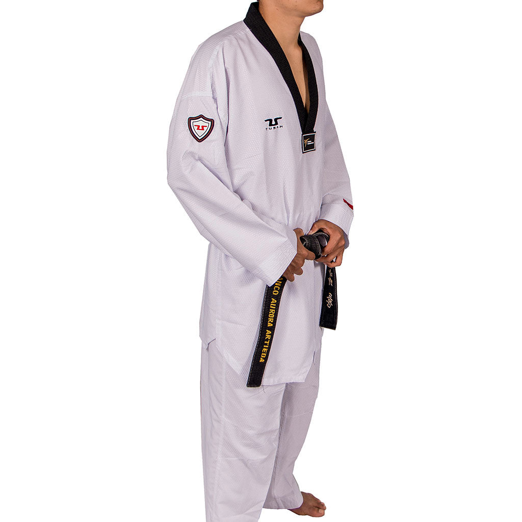 TUSAH Premium Sparring cuello negro. Uniformes de Taekwondo