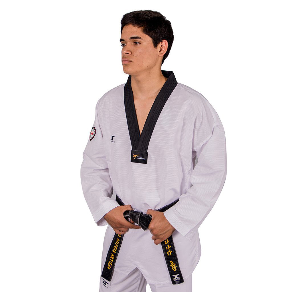 TUSAH EZ-Fit Sparring cuello negro. Uniforme para Taekwondo